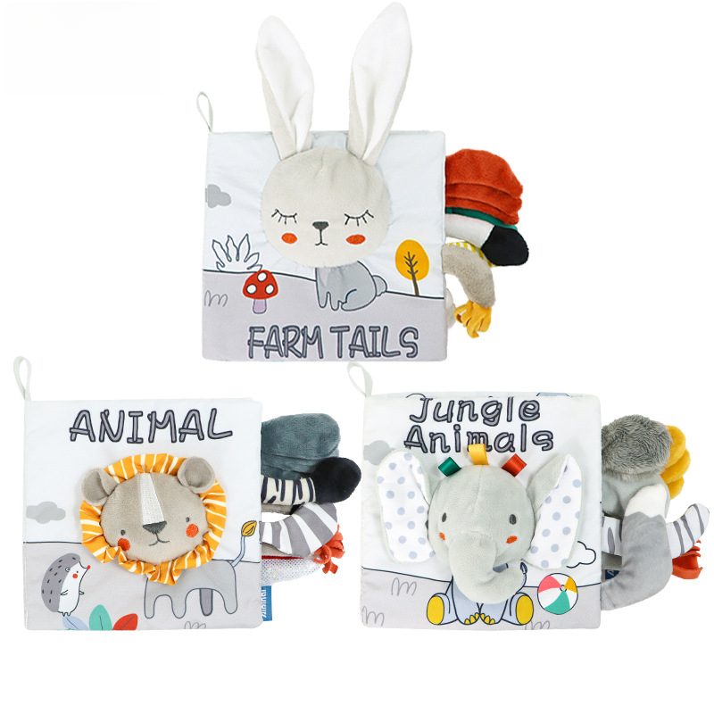 Visual Gray and White Fabric Baby Book Toy