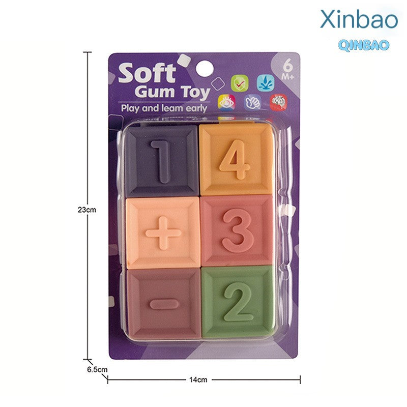 Cartoon Baby Grasp Ball Bath Toy with Soft Blocks