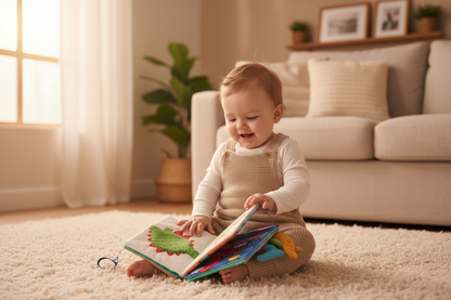 Baby playing with Children's Cloth Book with Sound Paper